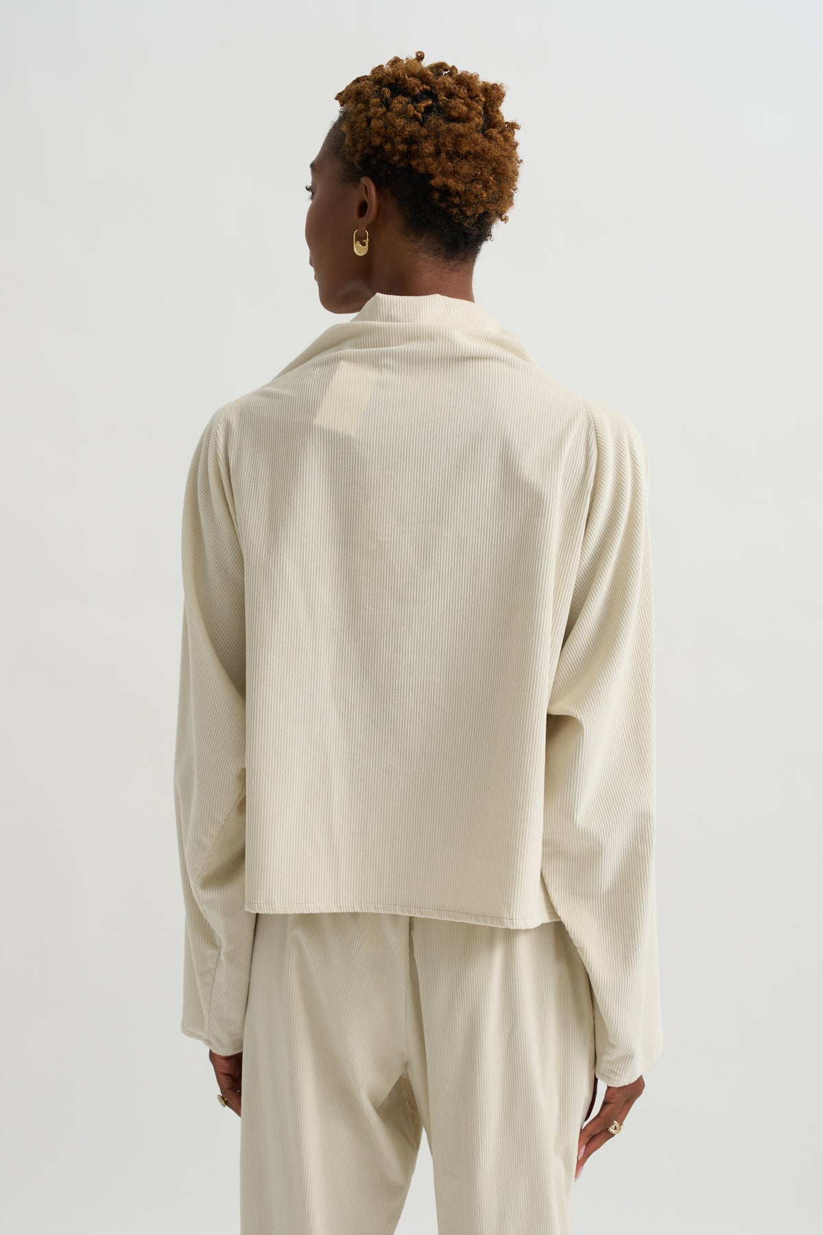 Batwing Turtleneck Oversized Shirt, White