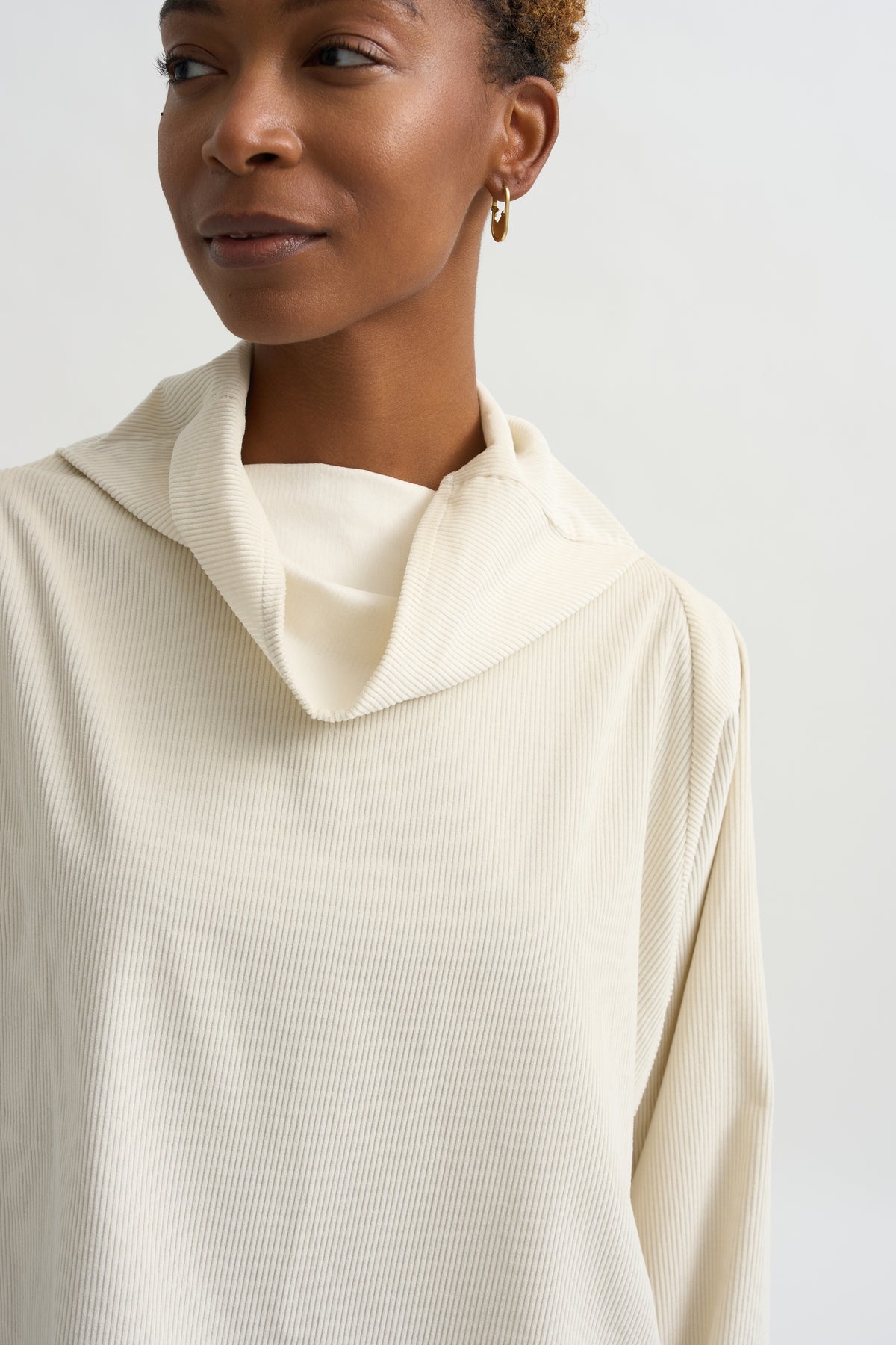 Batwing Turtleneck Oversized Shirt, White
