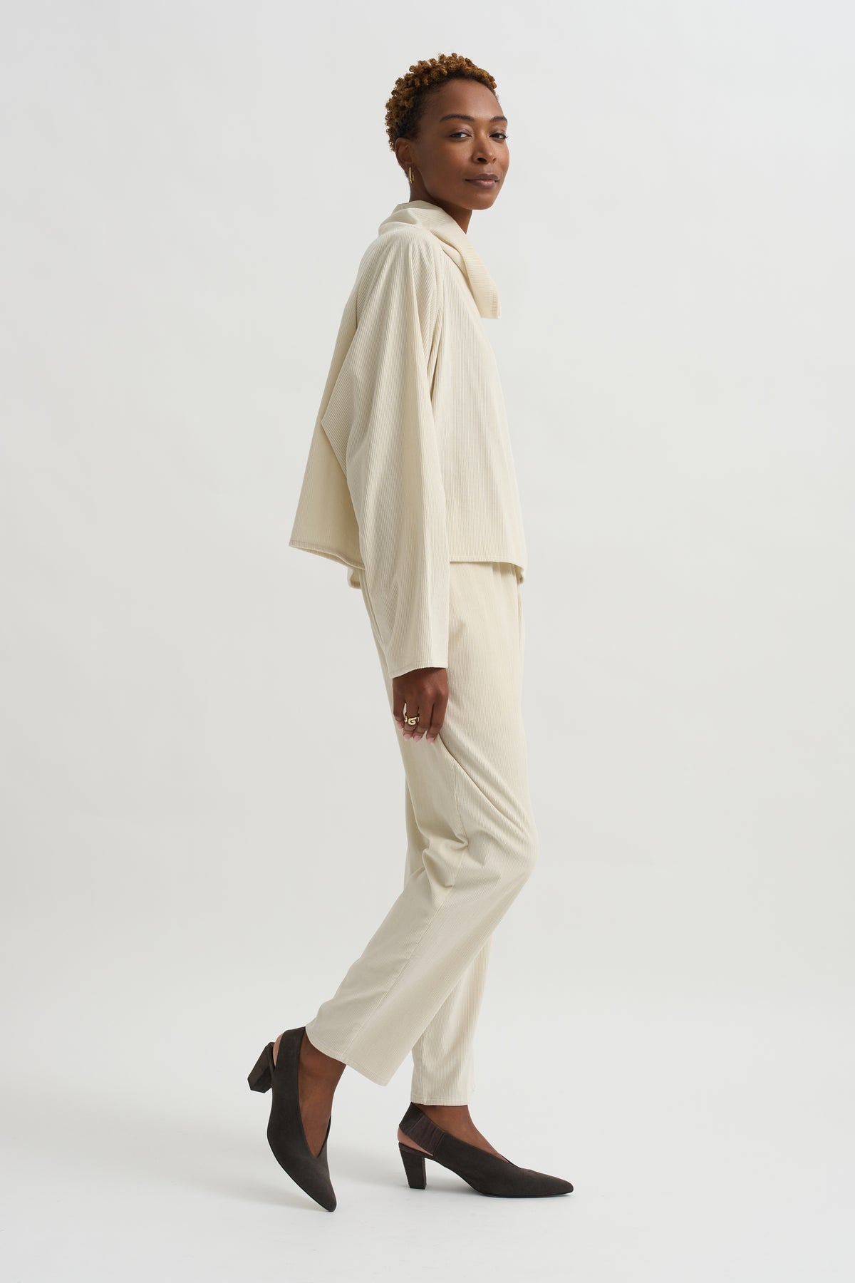 Batwing Turtleneck Oversized Shirt, White
