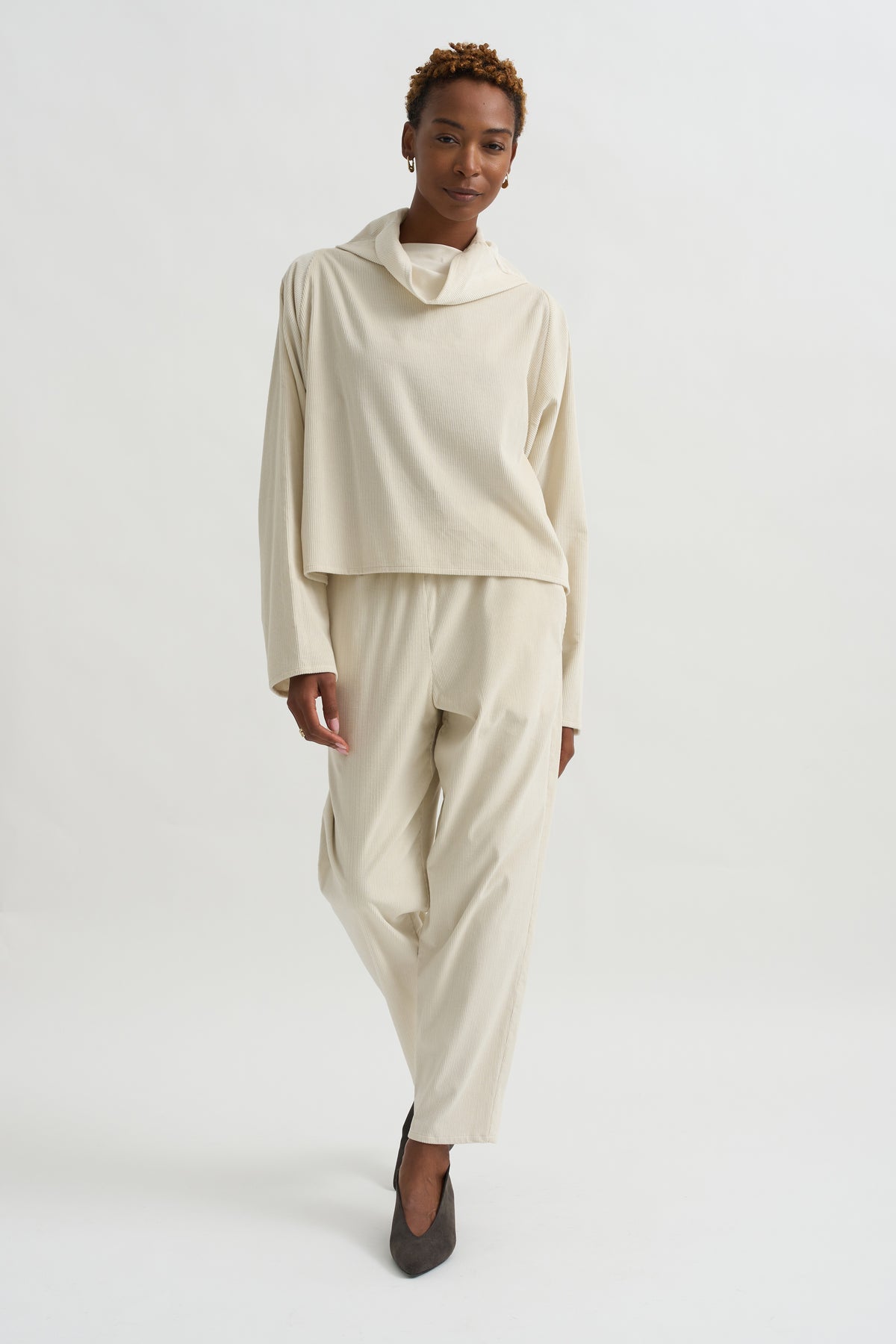 Batwing Turtleneck Oversized Shirt, White