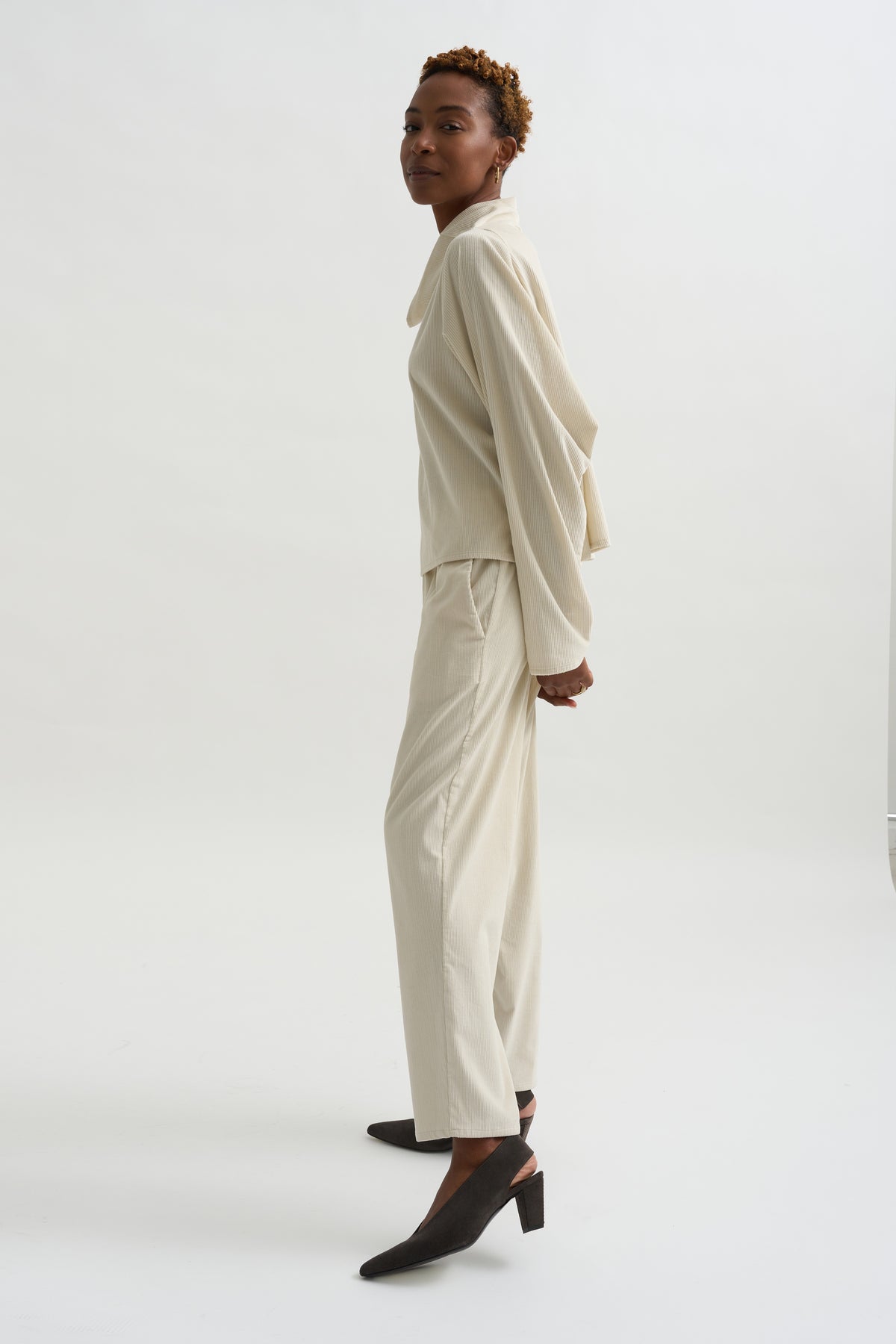 Batwing Turtleneck Oversized Shirt, White