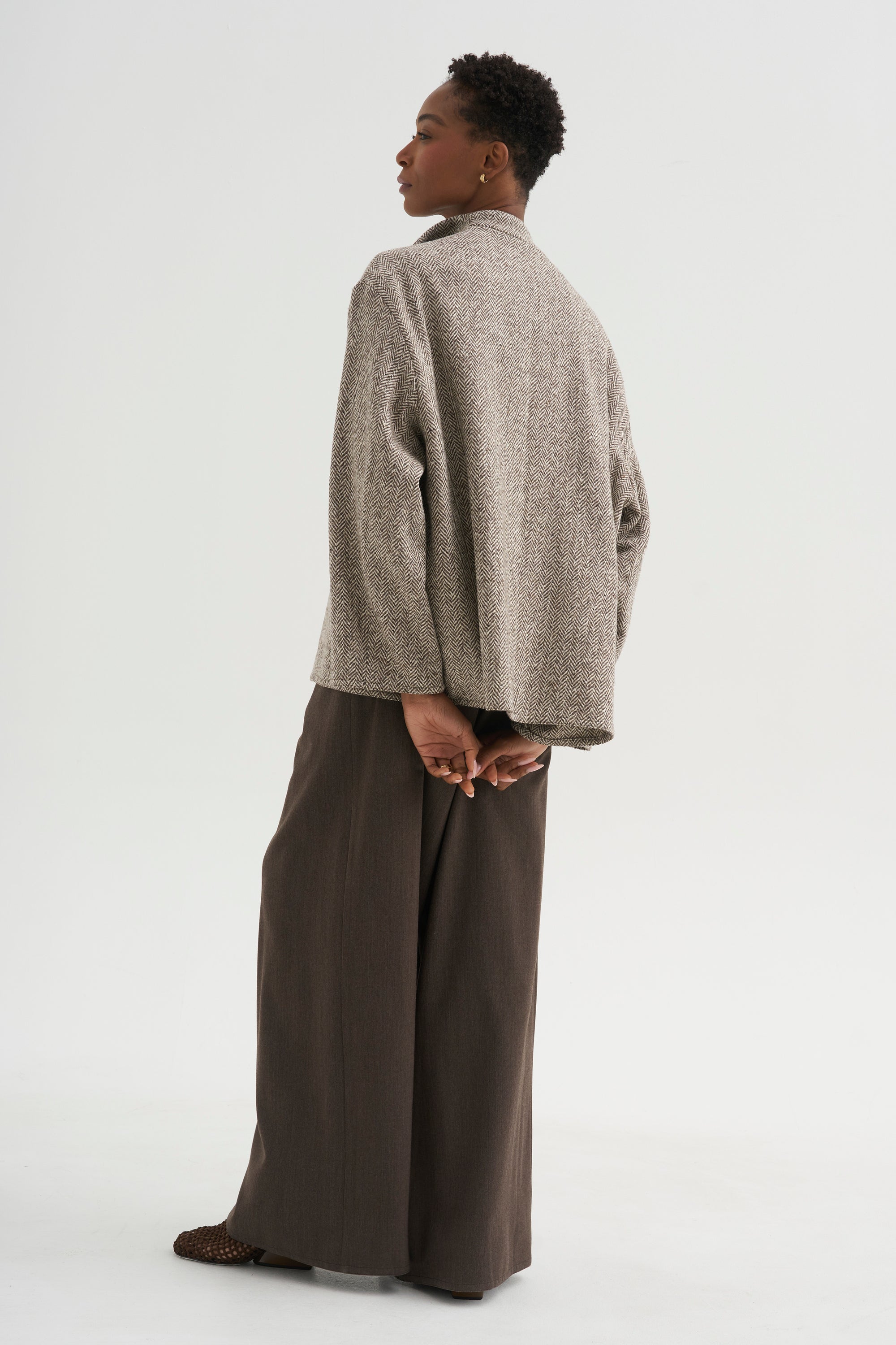 Medium Jacket with Cimossa - Herringbone, Marron