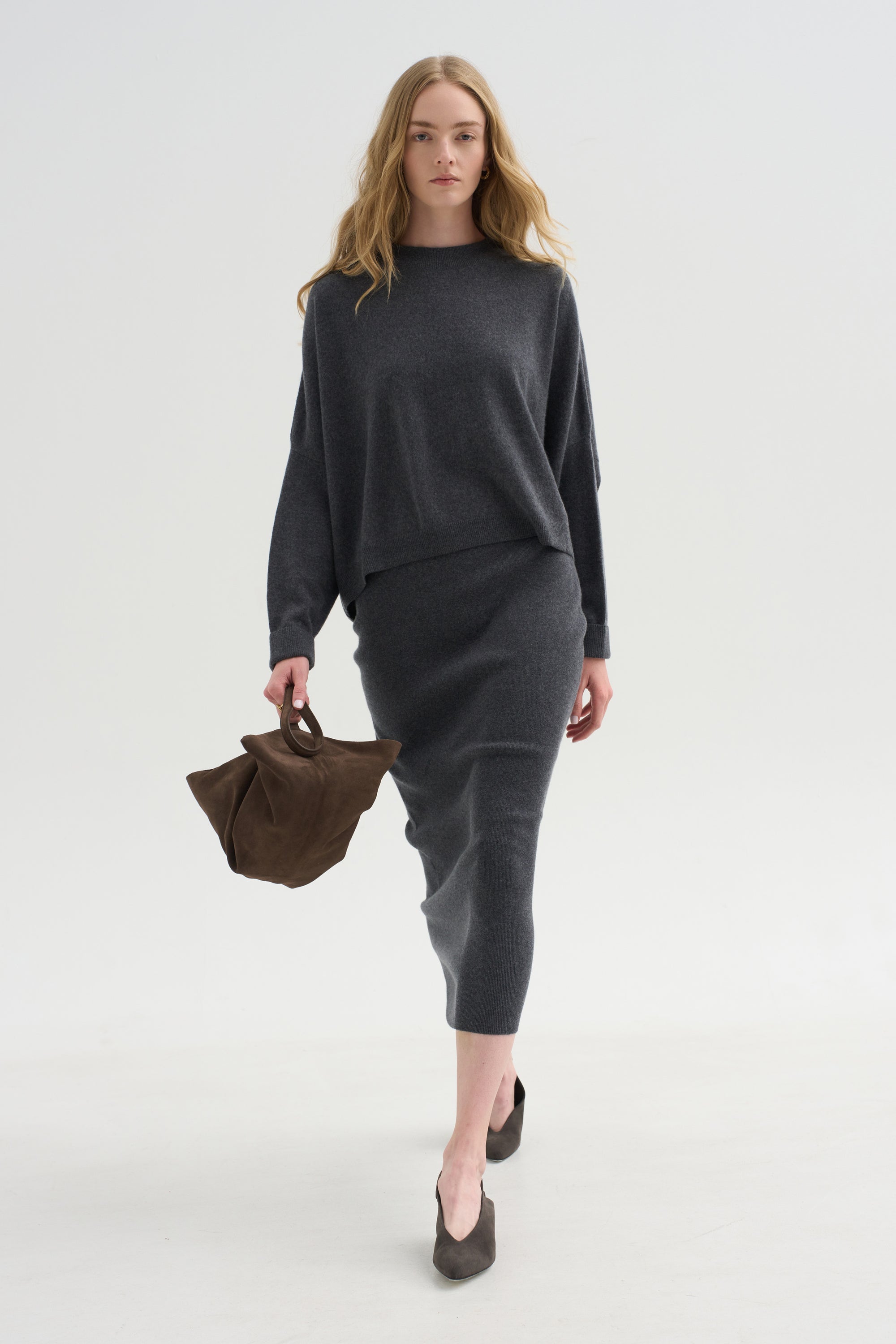 Knitwear Skirt, Titanio