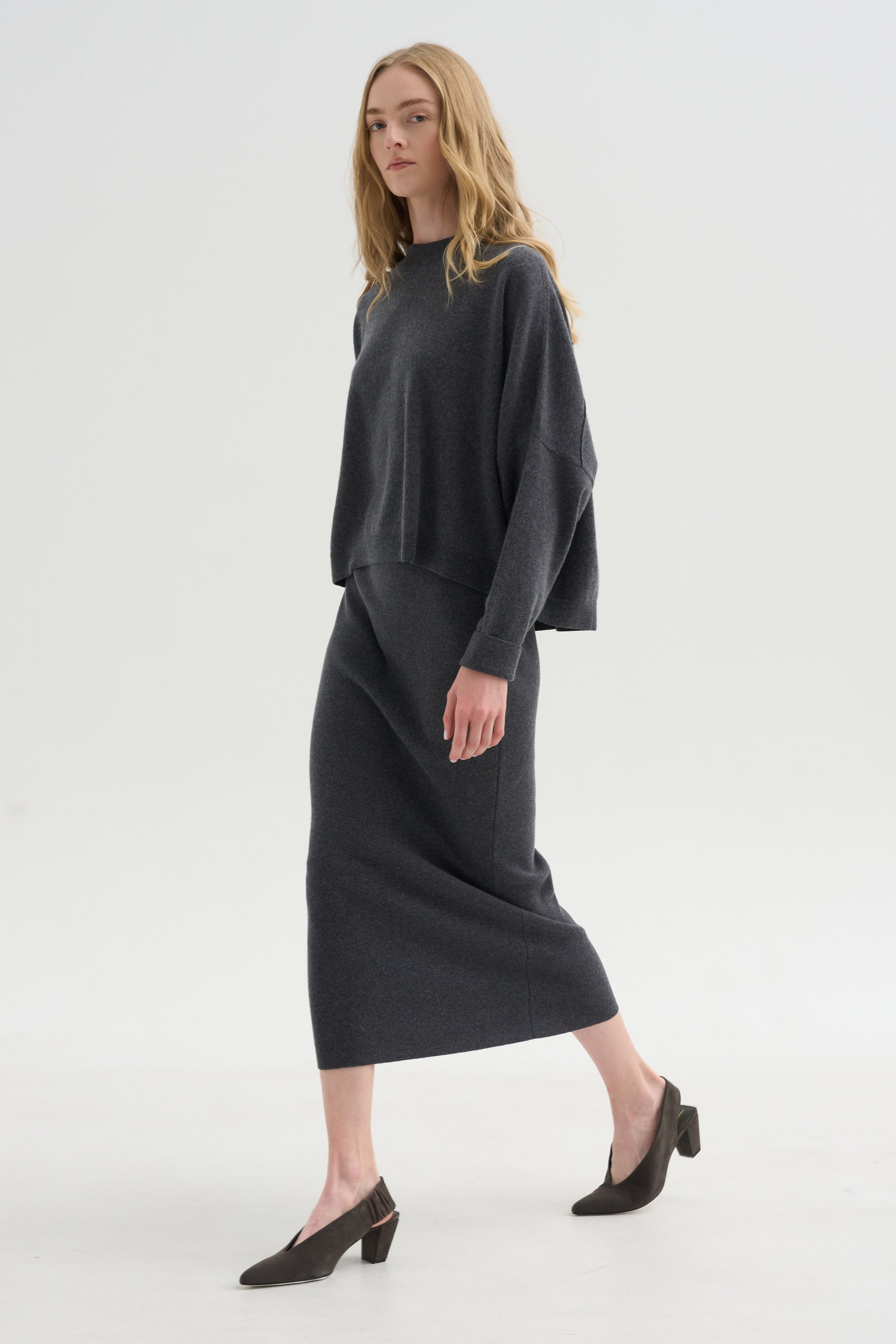 Knitwear Skirt, Titanio