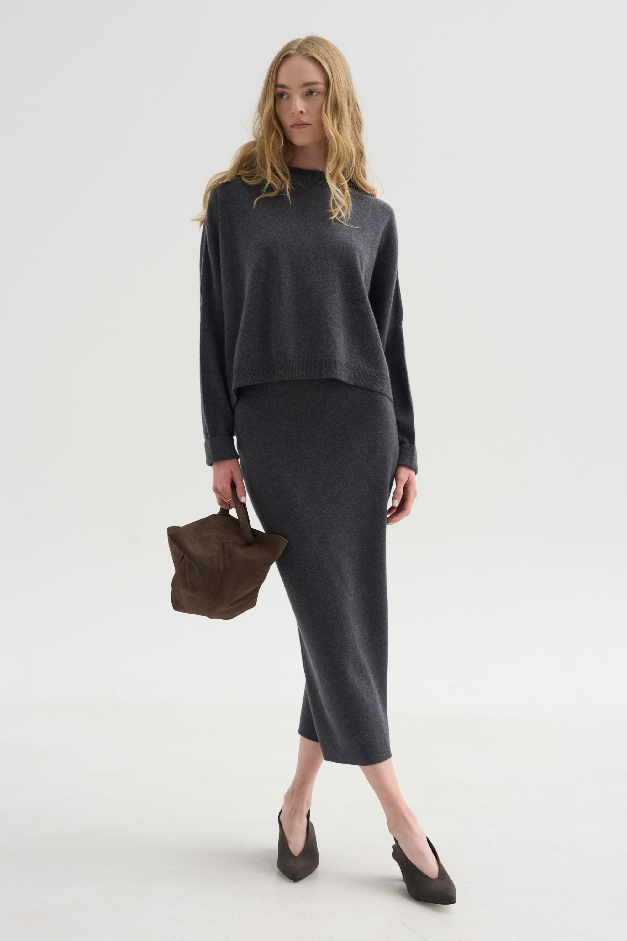 Knitwear Skirt, Titanio