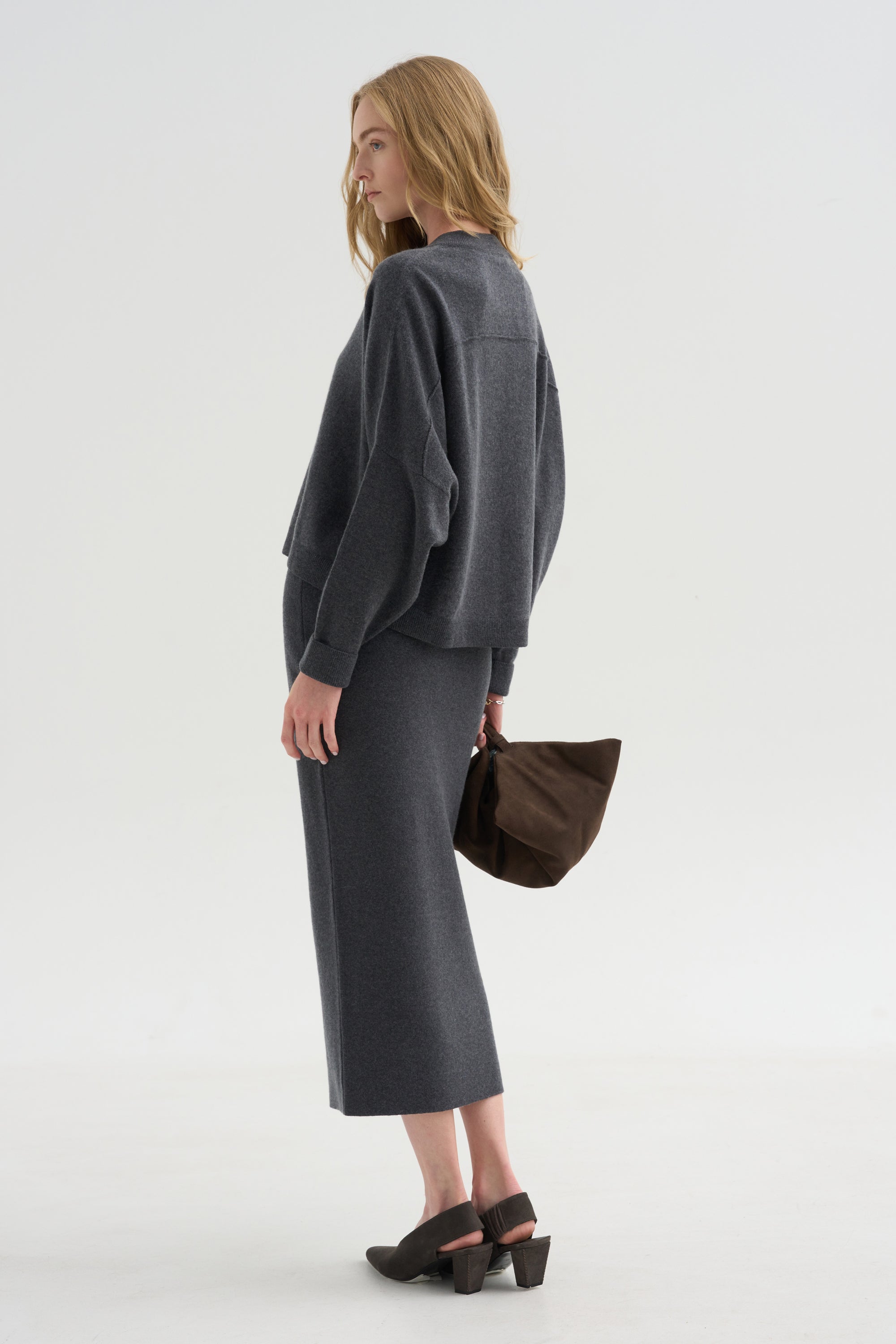 Knitwear Skirt, Titanio