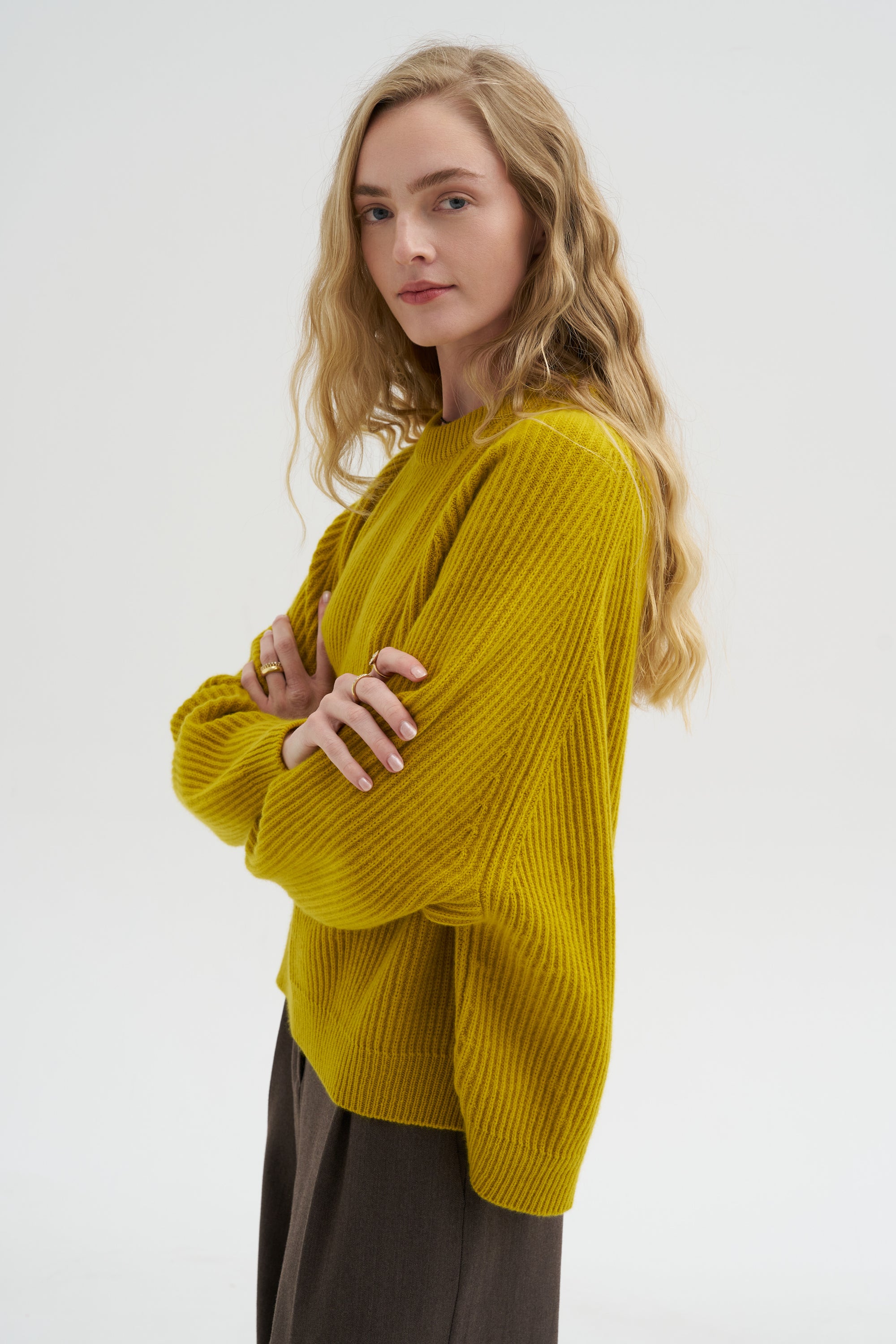 Crew Neck Raglan Sweater, Turmeric