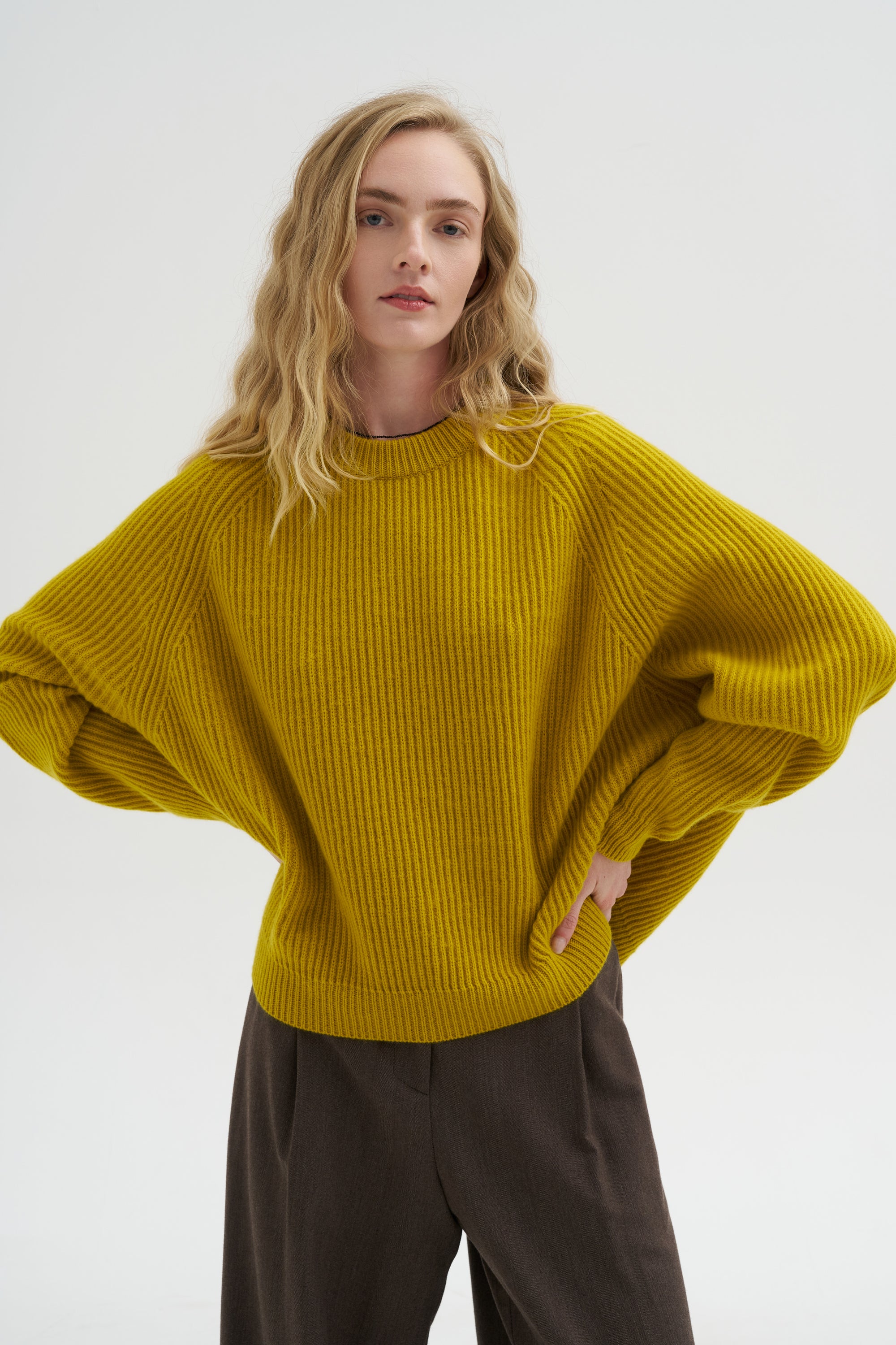 Crew Neck Raglan Sweater, Turmeric