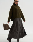 High Crossed Neck Sweater, Moss