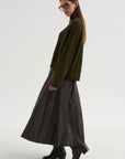 High Crossed Neck Sweater, Moss