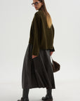 High Crossed Neck Sweater, Moss