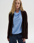 Ribbed Neck Cardigan, Truffle