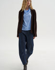 Ribbed Neck Cardigan, Truffle