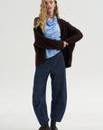 Ribbed Neck Cardigan, Truffle