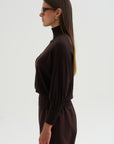 Turtleneck Raglan Sweater, Chocolate