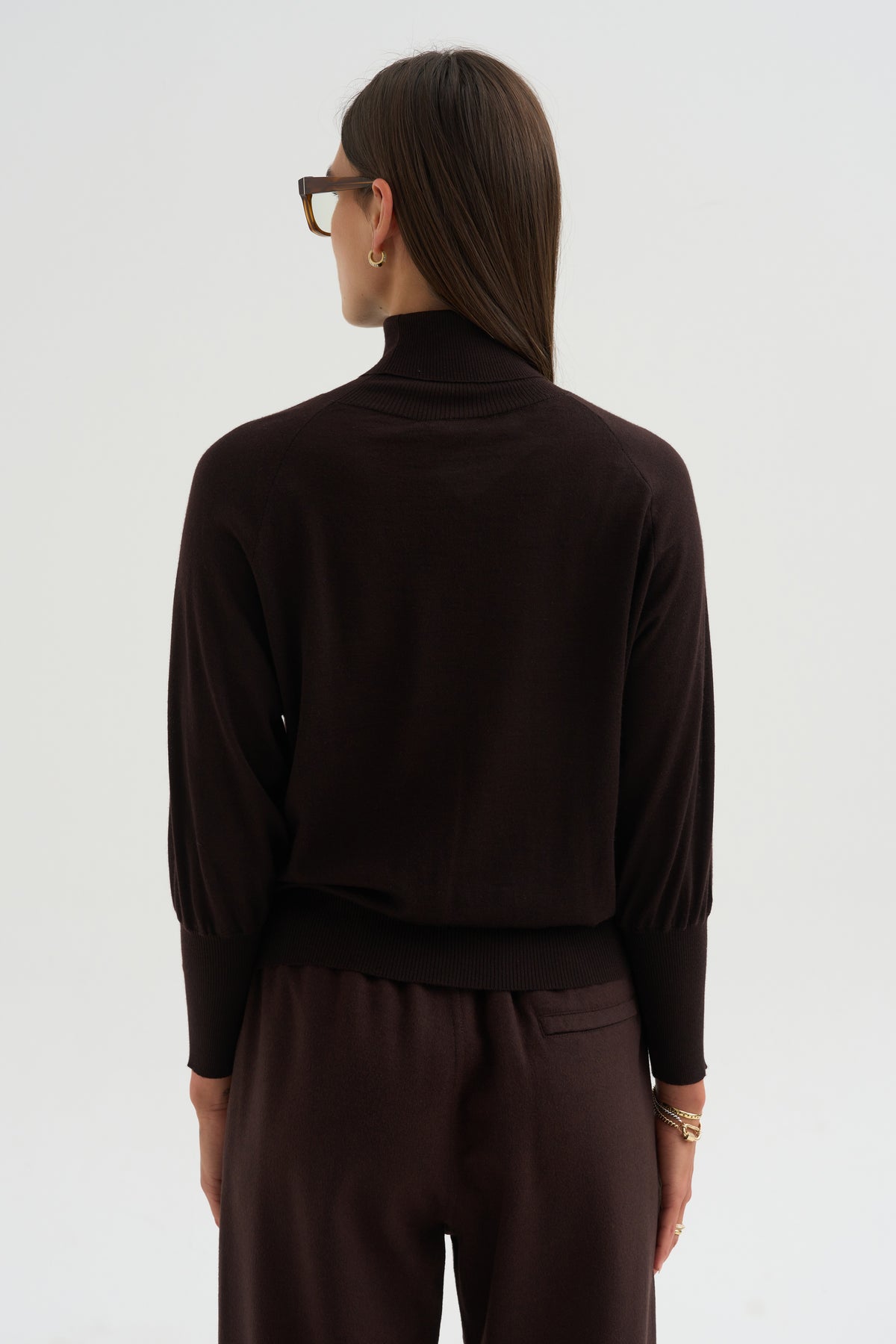 Turtleneck Raglan Sweater, Chocolate