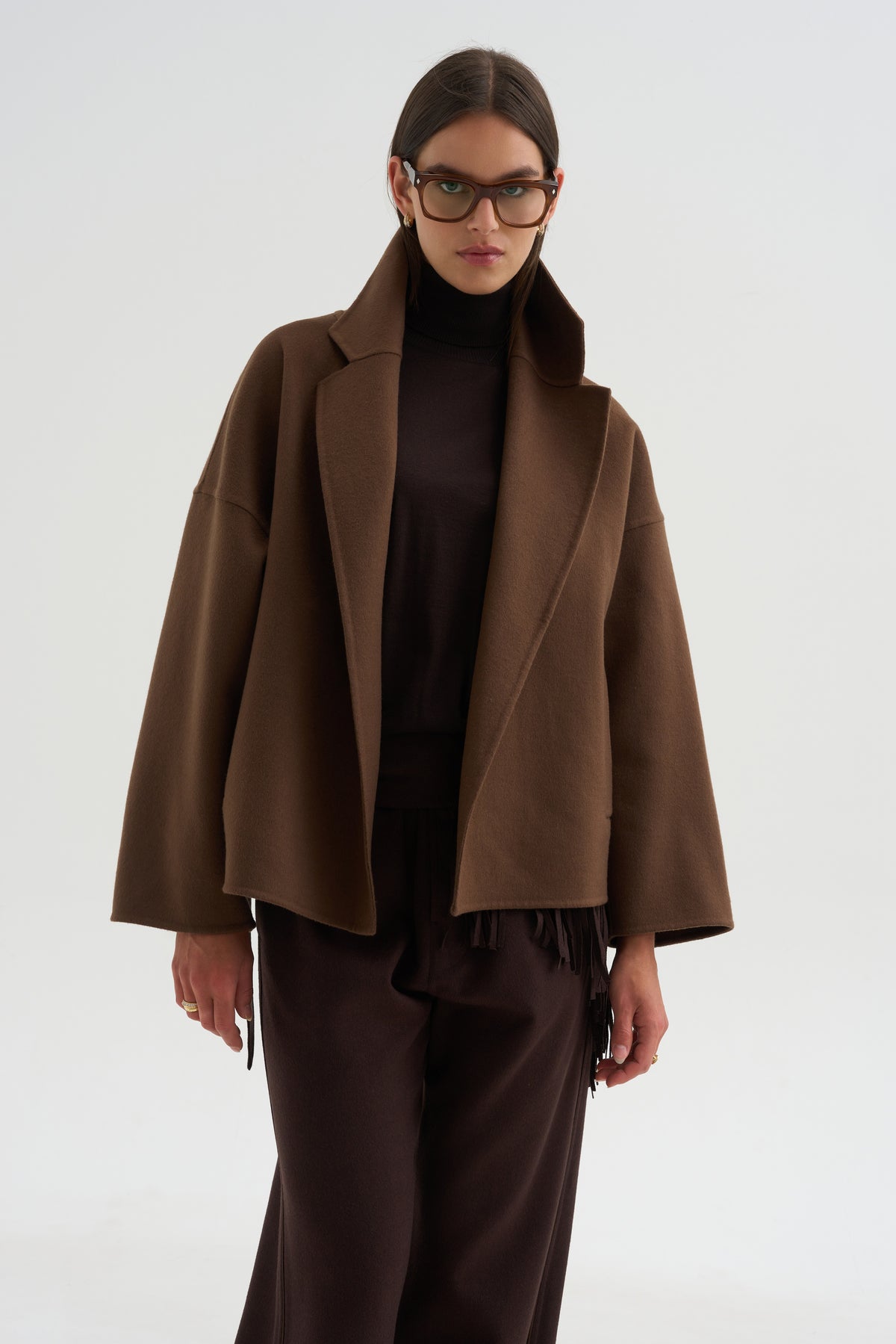 Turtleneck Raglan Sweater, Chocolate