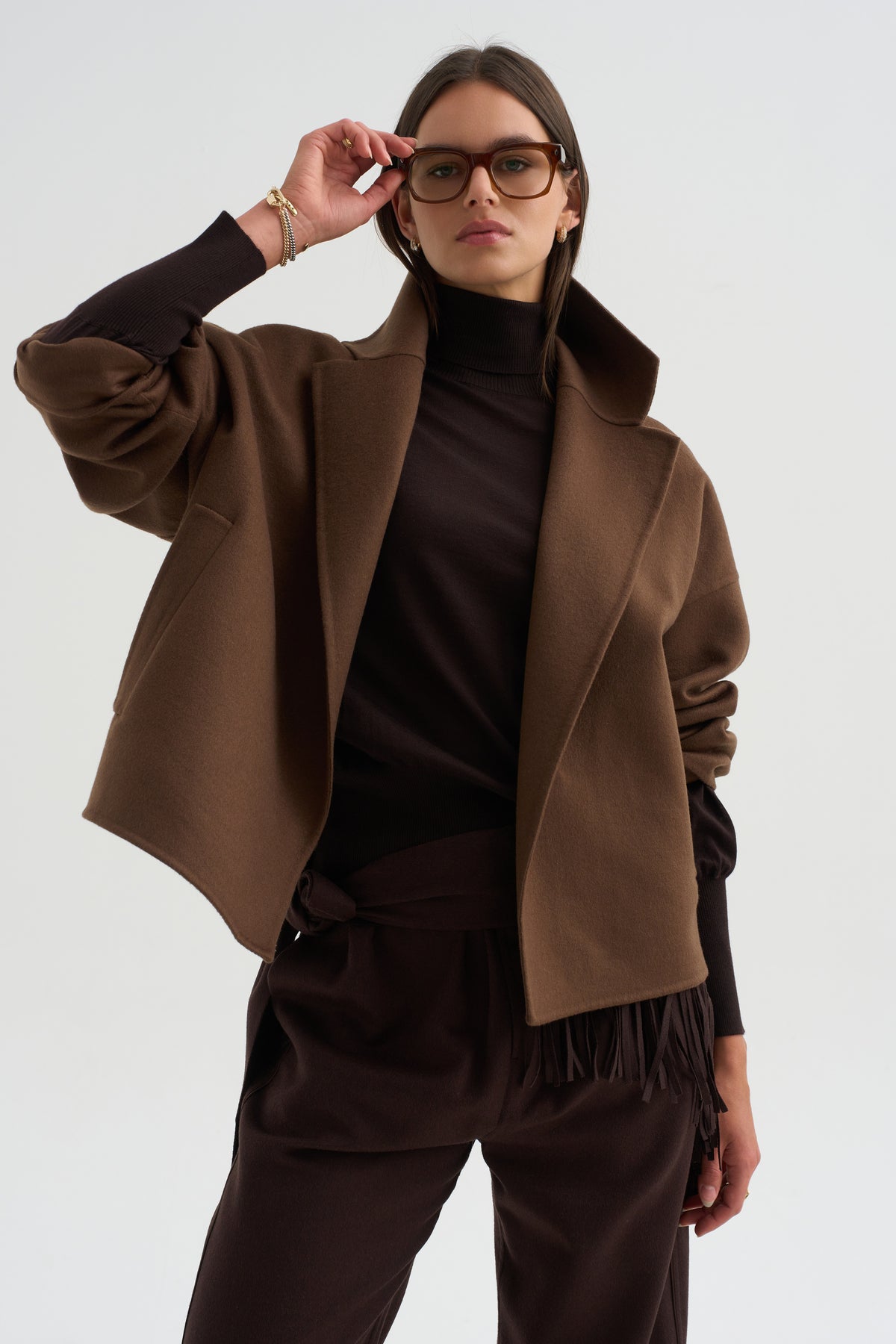 Turtleneck Raglan Sweater, Chocolate