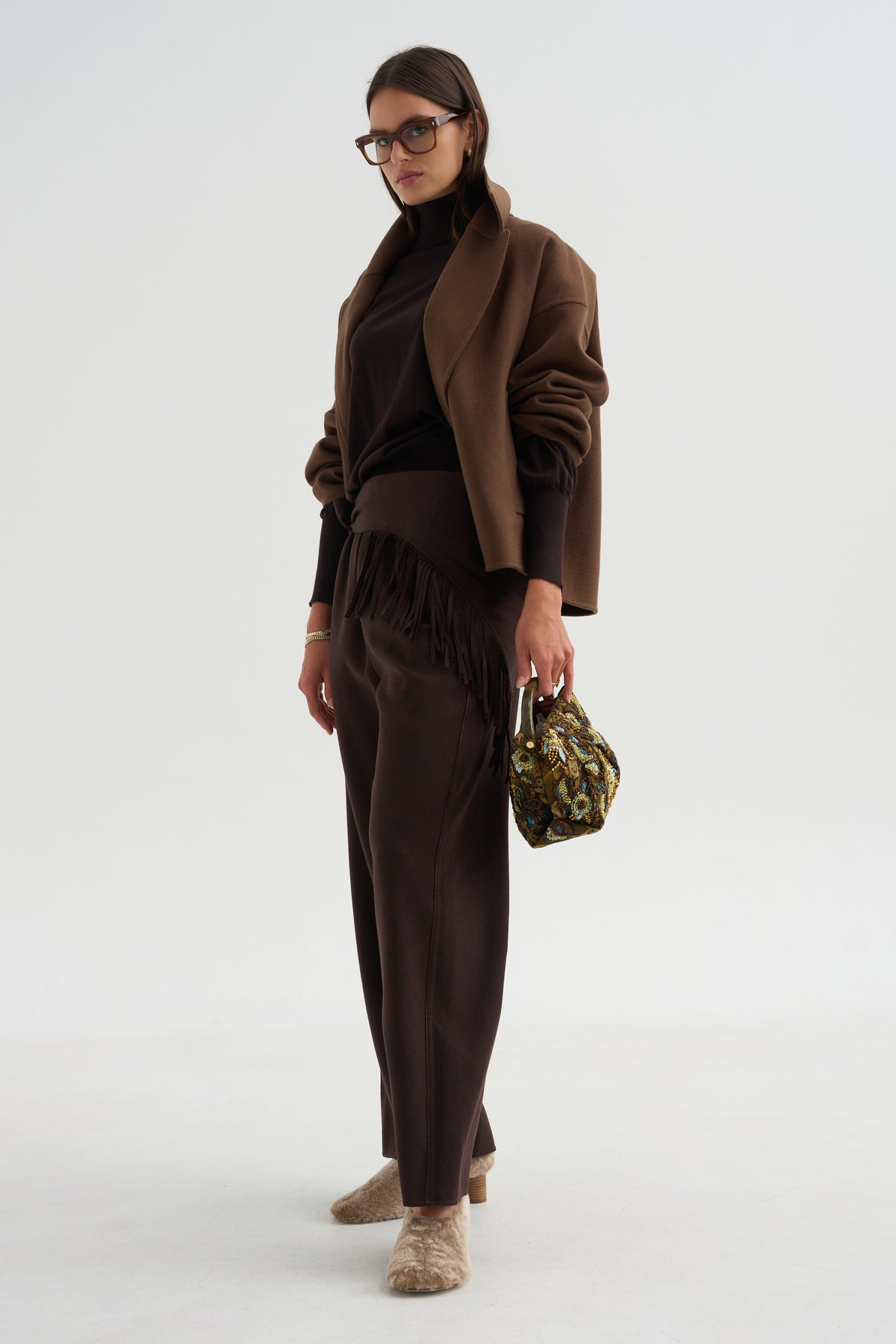 Turtleneck Raglan Sweater, Chocolate