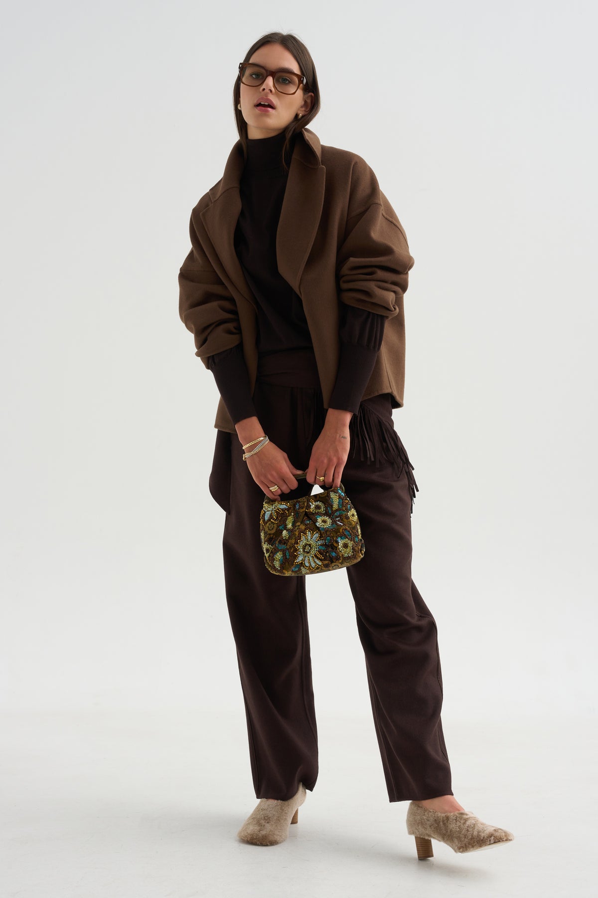 Turtleneck Raglan Sweater, Chocolate