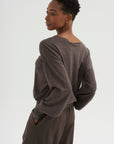 V-Neck Blause Sweater, Dark Taupe