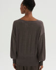 V-Neck Blause Sweater, Dark Taupe