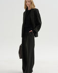 Long Sleeve Blouse Sweater, Black