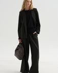 Long Sleeve Blouse Sweater, Black