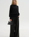 Long Sleeve Blouse Sweater, Black