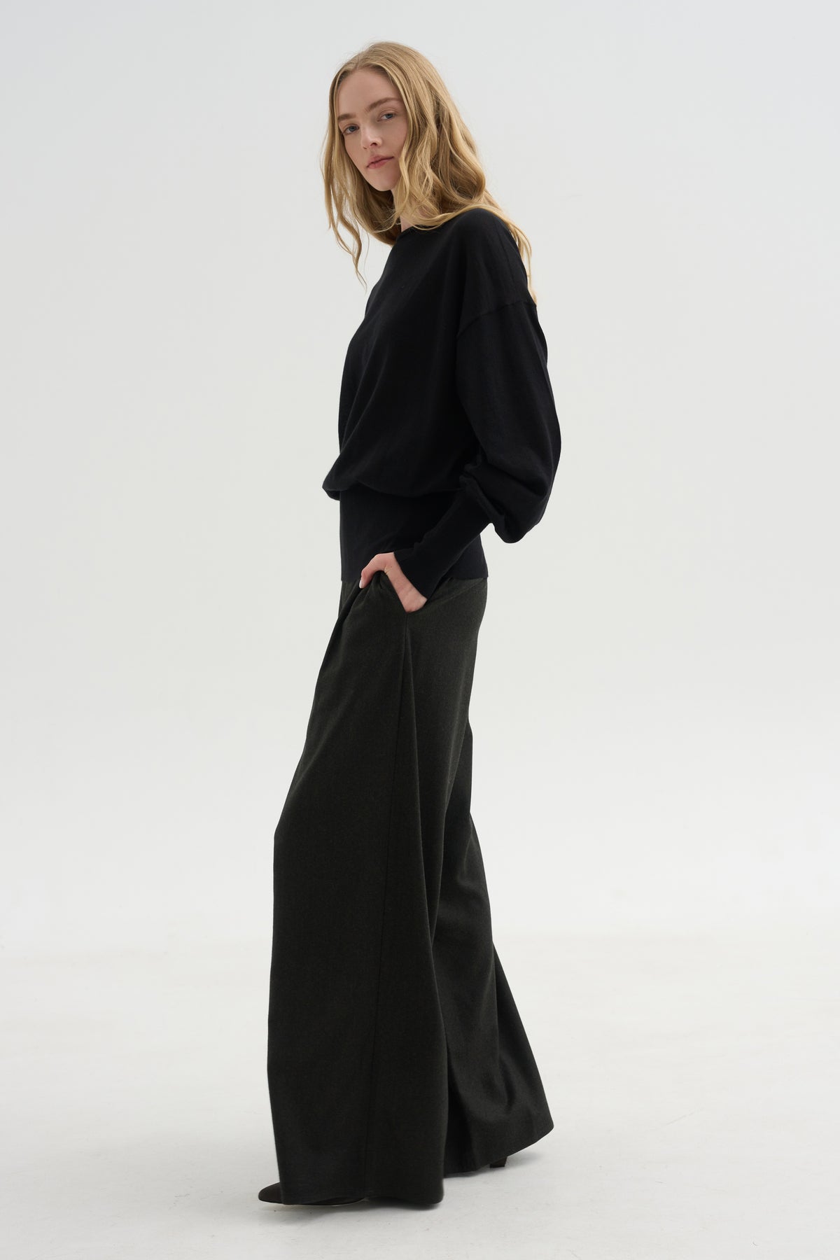 Long Sleeve Blouse Sweater, Black