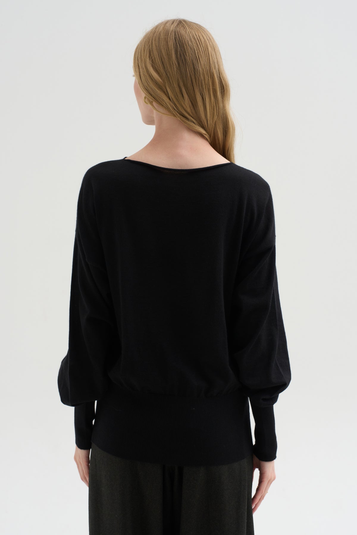 Long Sleeve Blouse Sweater, Black