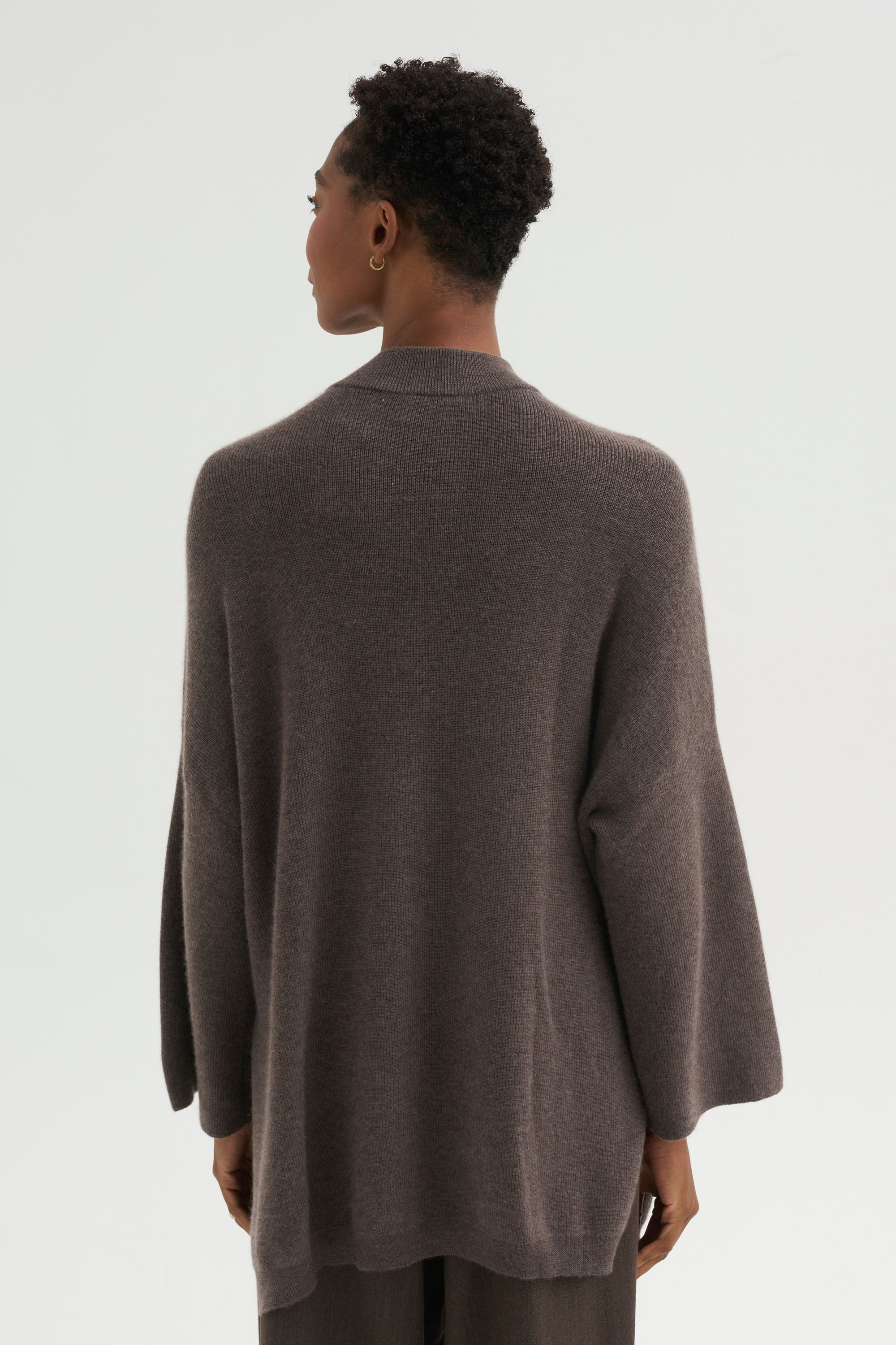 Boxy Crewneck Sweater, Dark Taupe