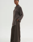 Boxy Crewneck Sweater, Dark Taupe