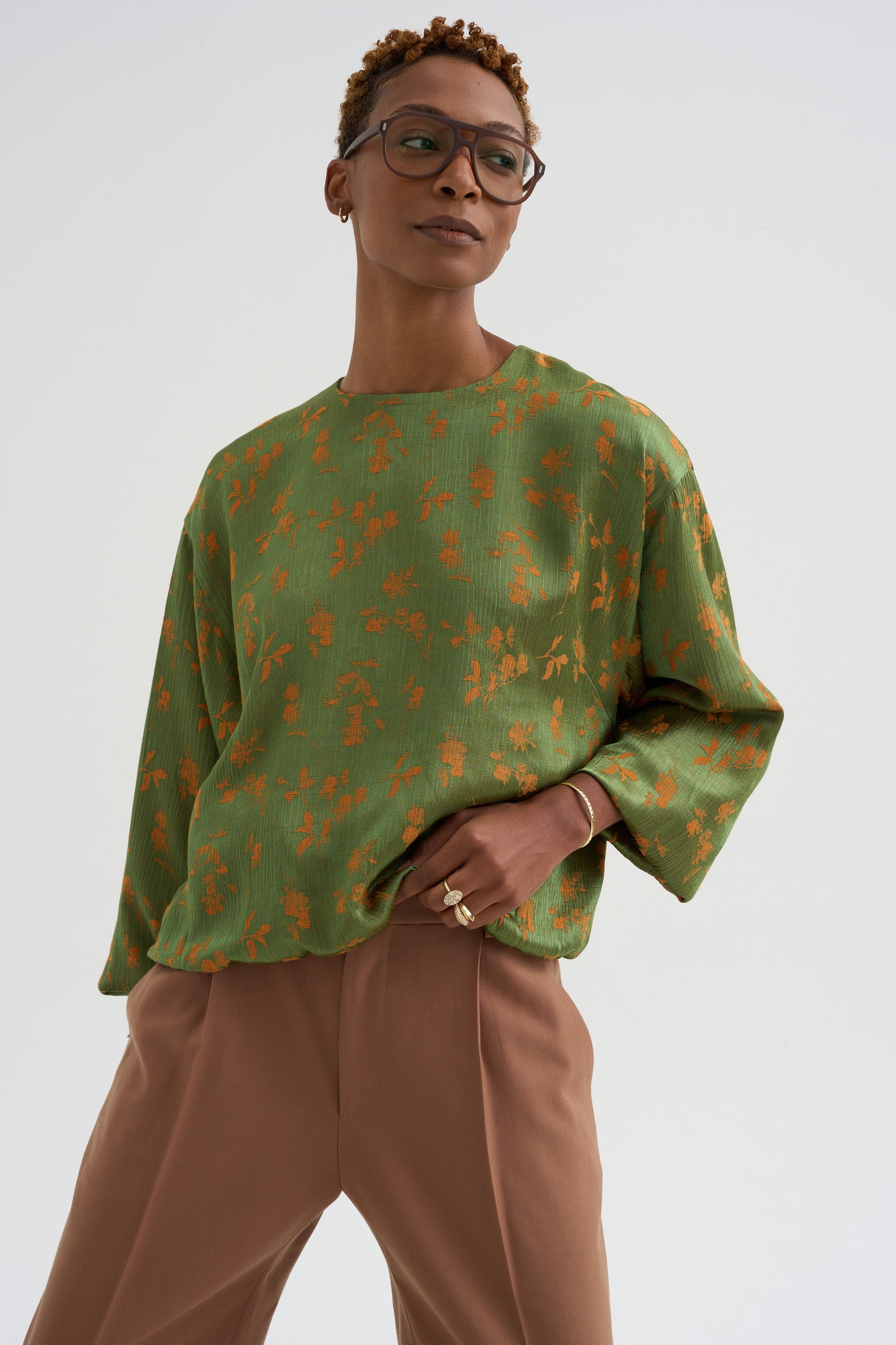 Floral Jacquard Top, Light Green