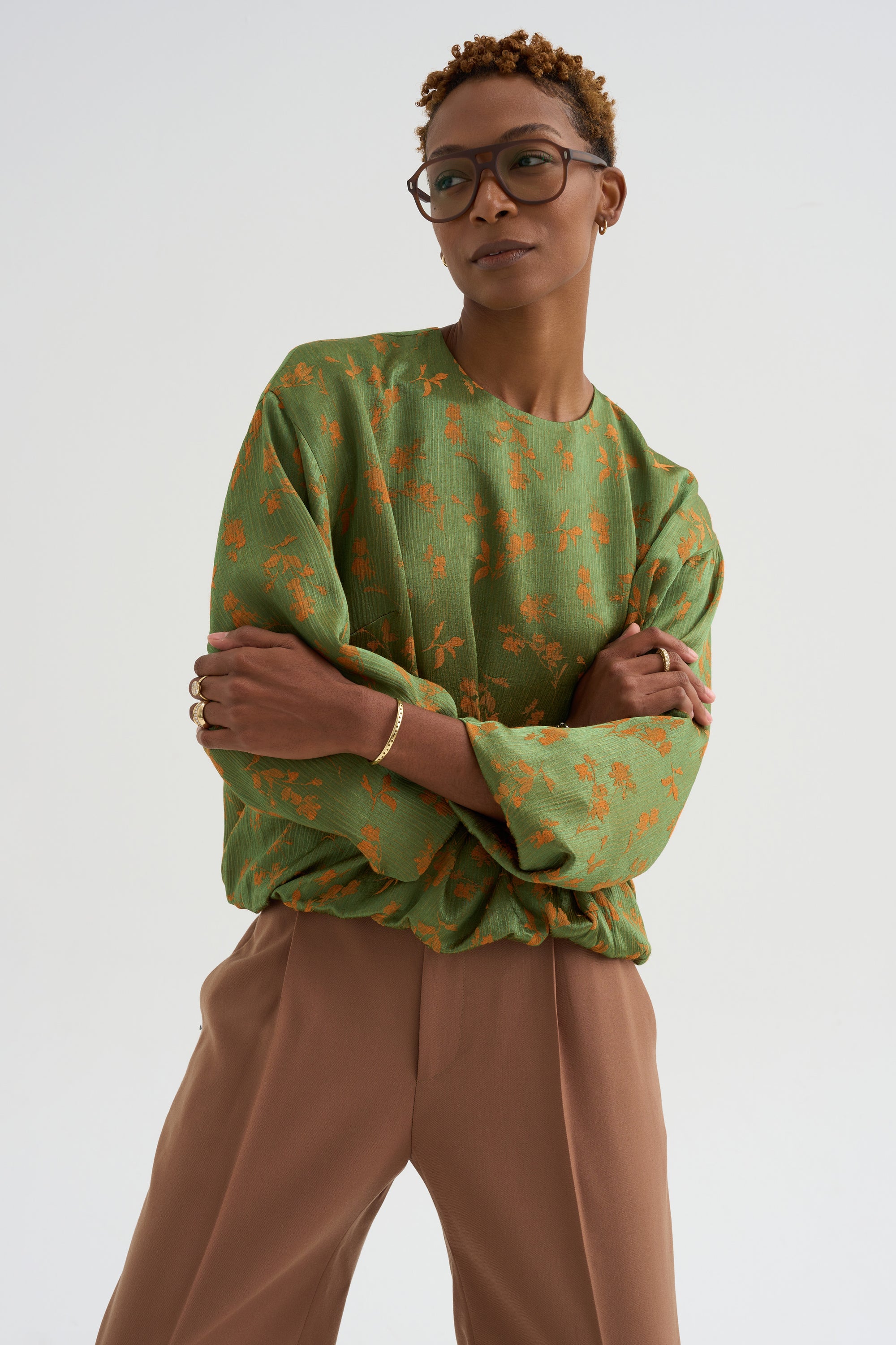 Floral Jacquard Top, Light Green