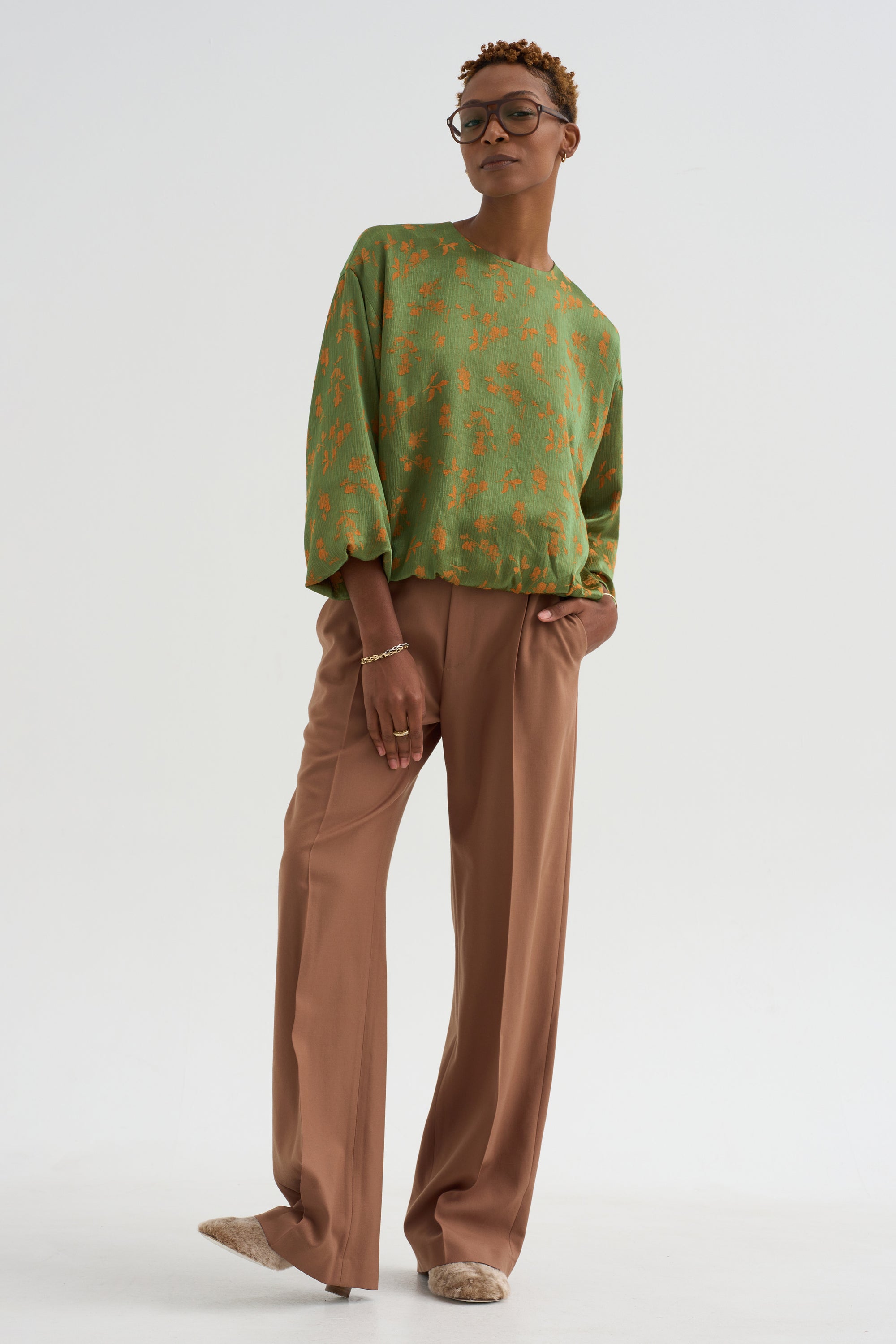 Floral Jacquard Top, Light Green