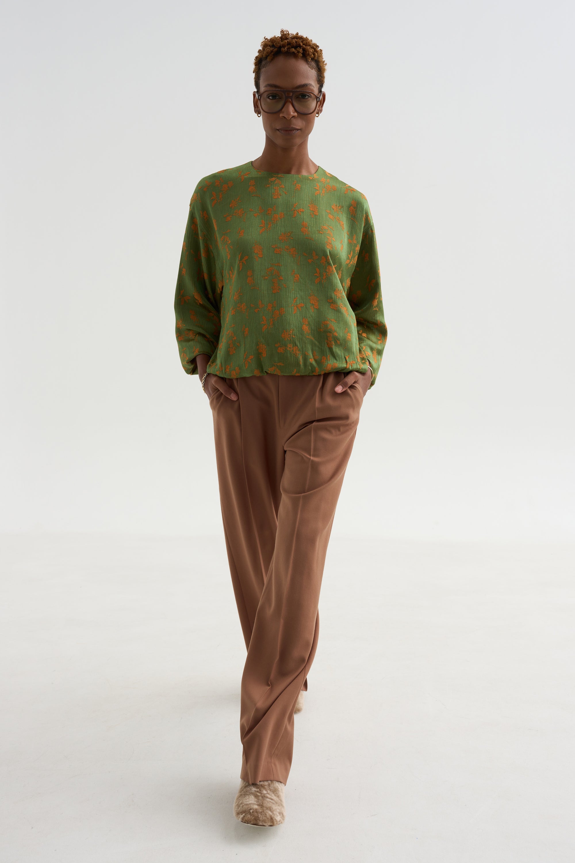 Floral Jacquard Top, Light Green