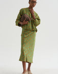 Floral Jacquard Skirt, Light Green