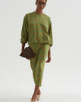 Floral Jacquard Skirt, Light Green