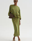 Floral Jacquard Skirt, Light Green