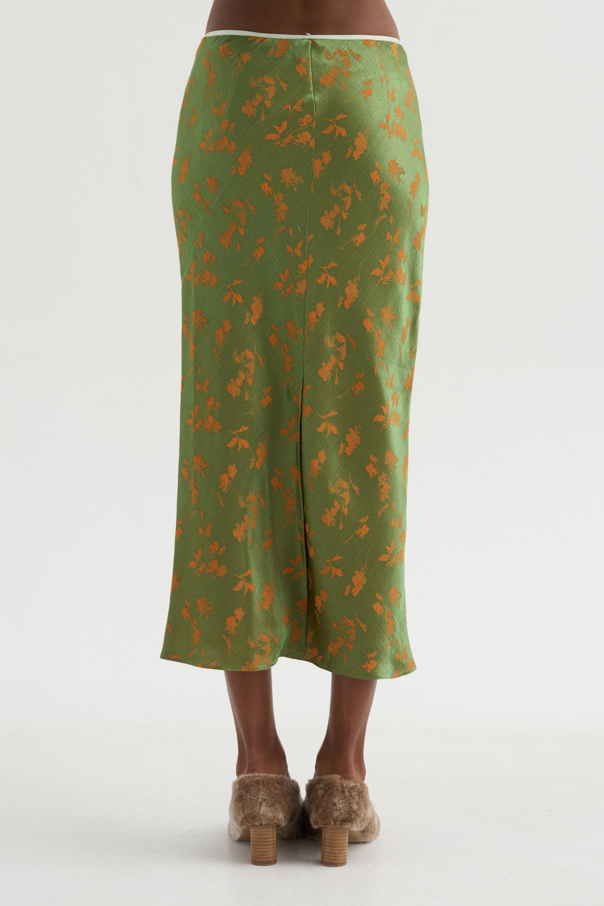 Floral Jacquard Skirt, Light Green