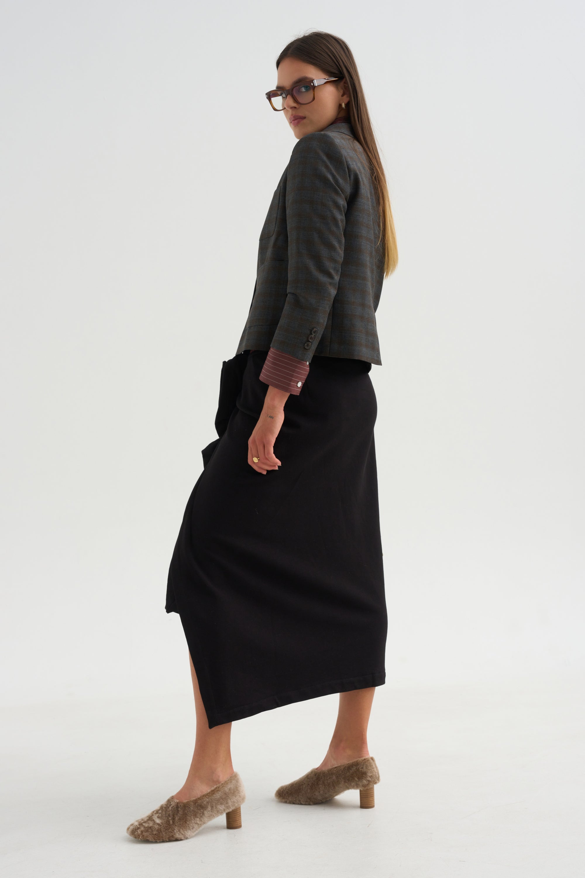 Cropped Blazer, Brown