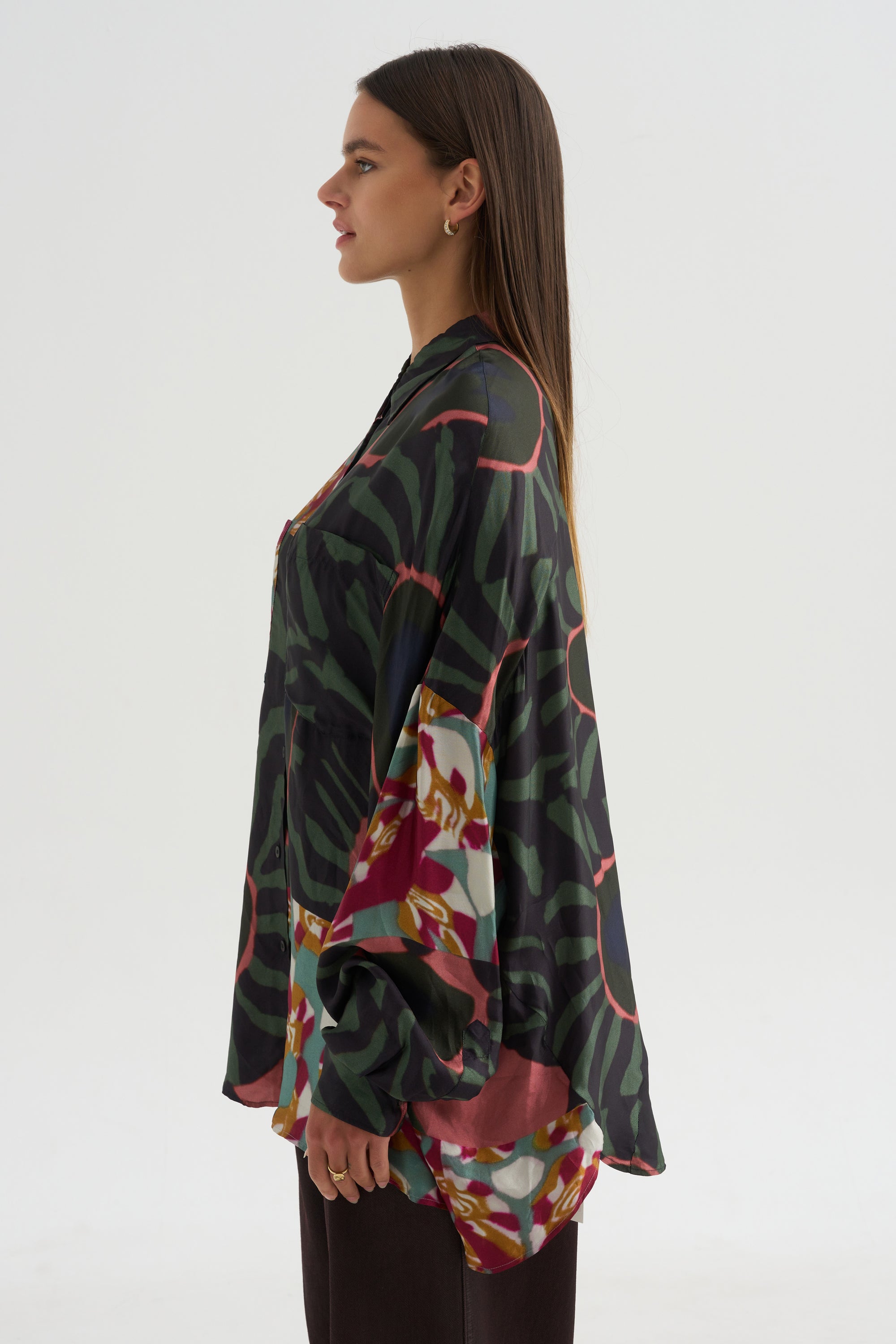 Printed Blouse, Khaki