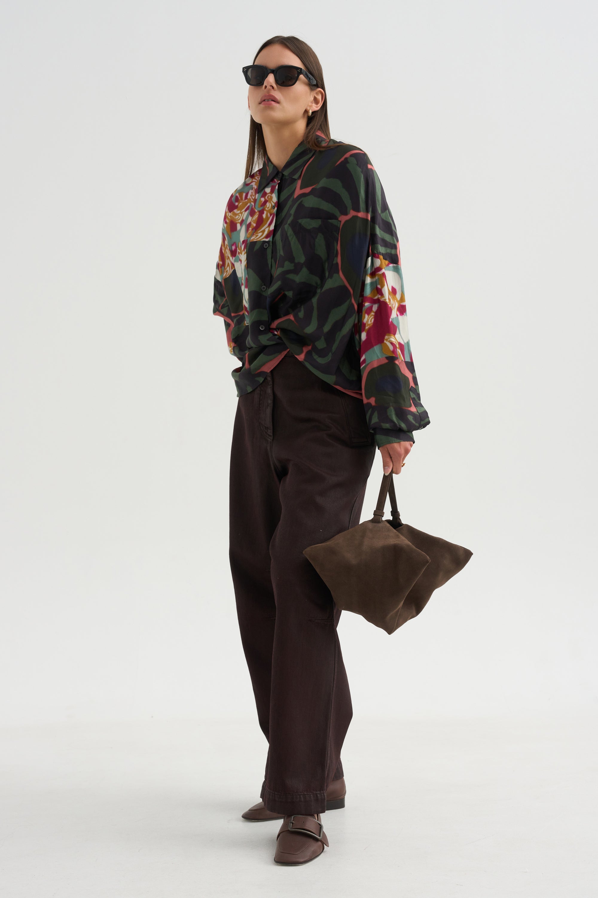 Printed Blouse, Khaki
