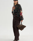 Printed Blouse, Khaki