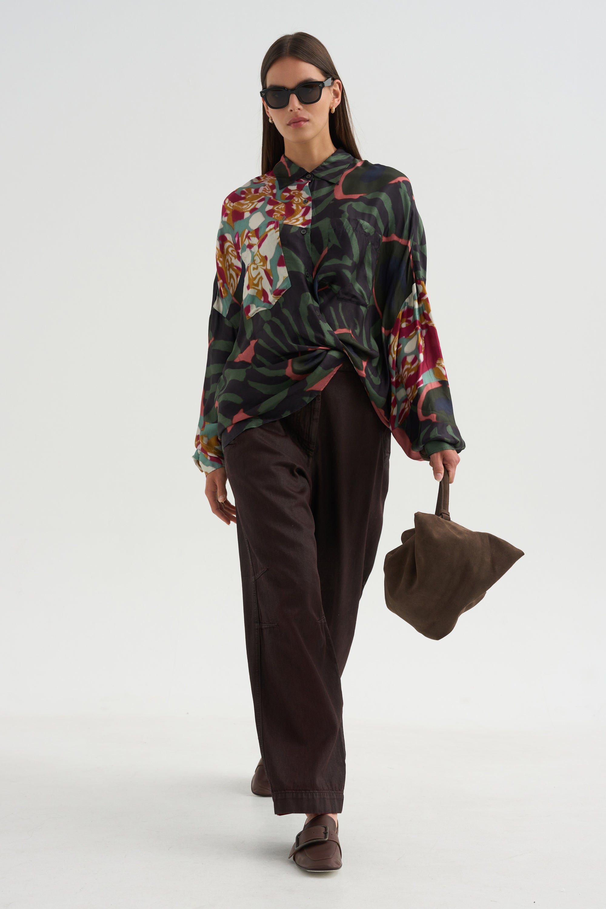 Printed Blouse, Khaki