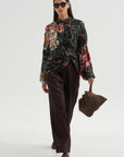 Printed Blouse, Khaki
