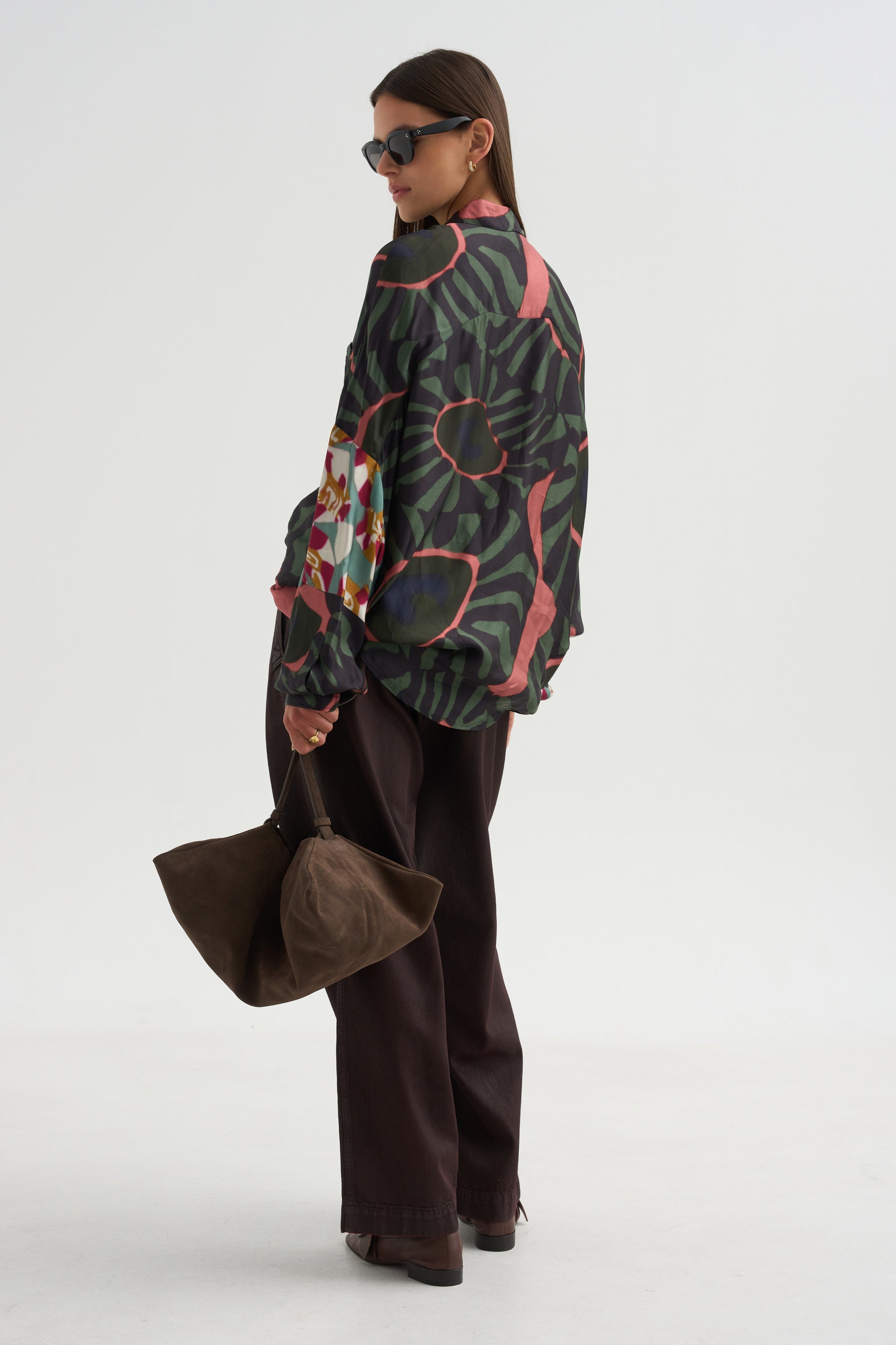 Printed Blouse, Khaki