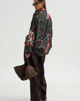 Printed Blouse, Khaki