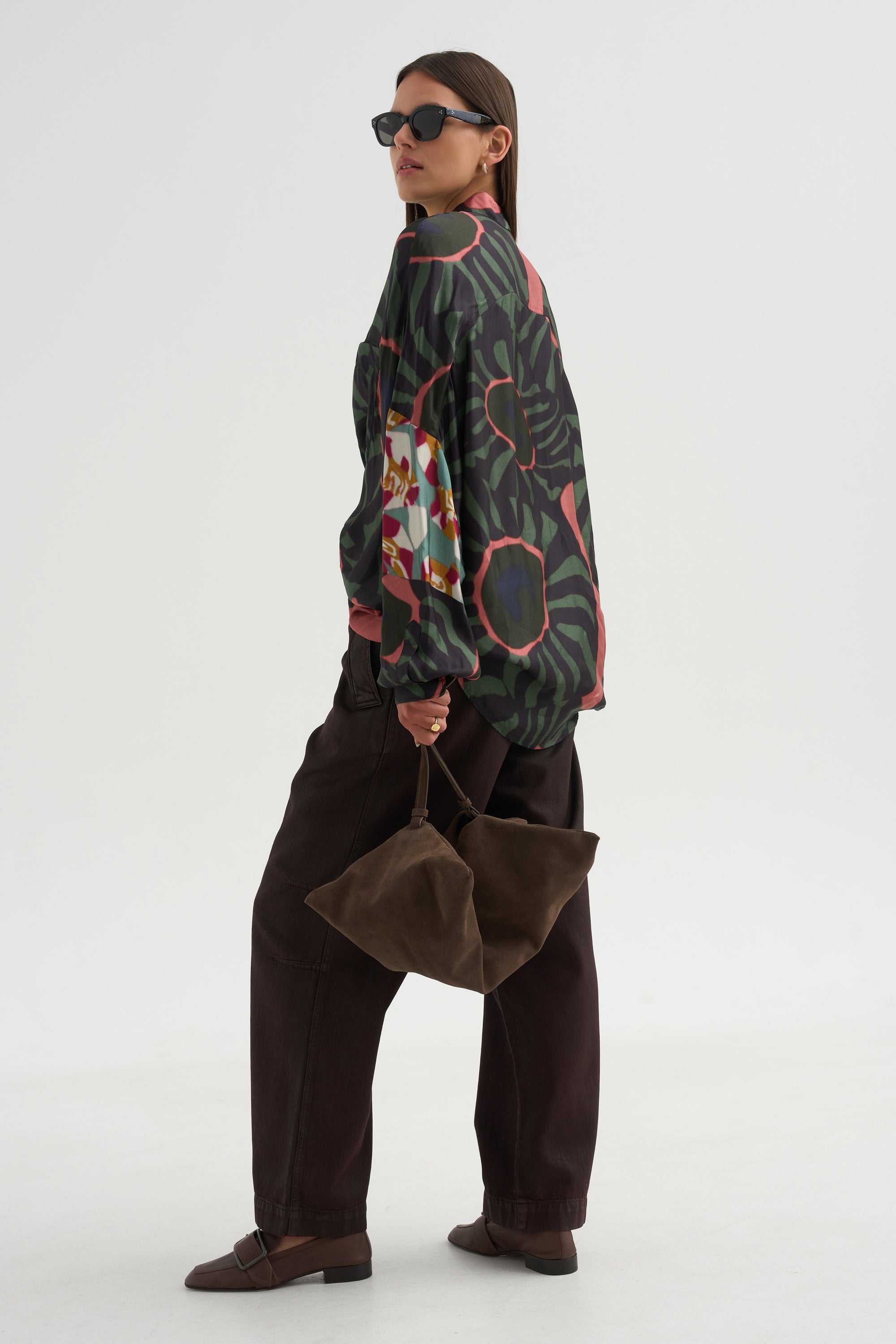 Printed Blouse, Khaki